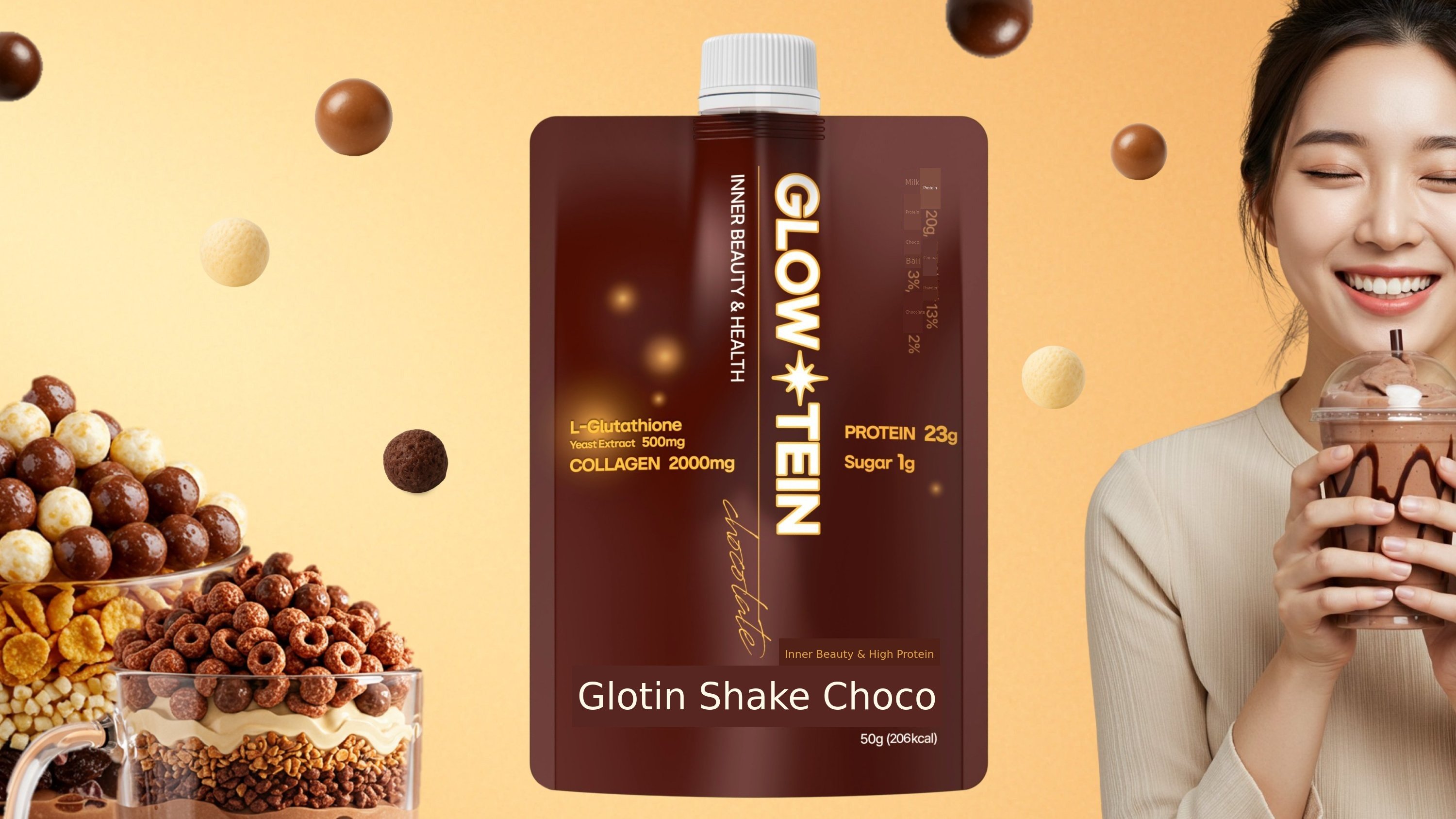 [23g Protein & Collagen + Glutathione] All in One Pack? Just 1g Sugar Beauty Shake