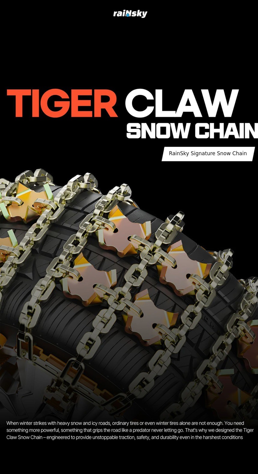 Snow Chains for Winter Safety | Tiger Chain with Powerful Grip Like a ...
