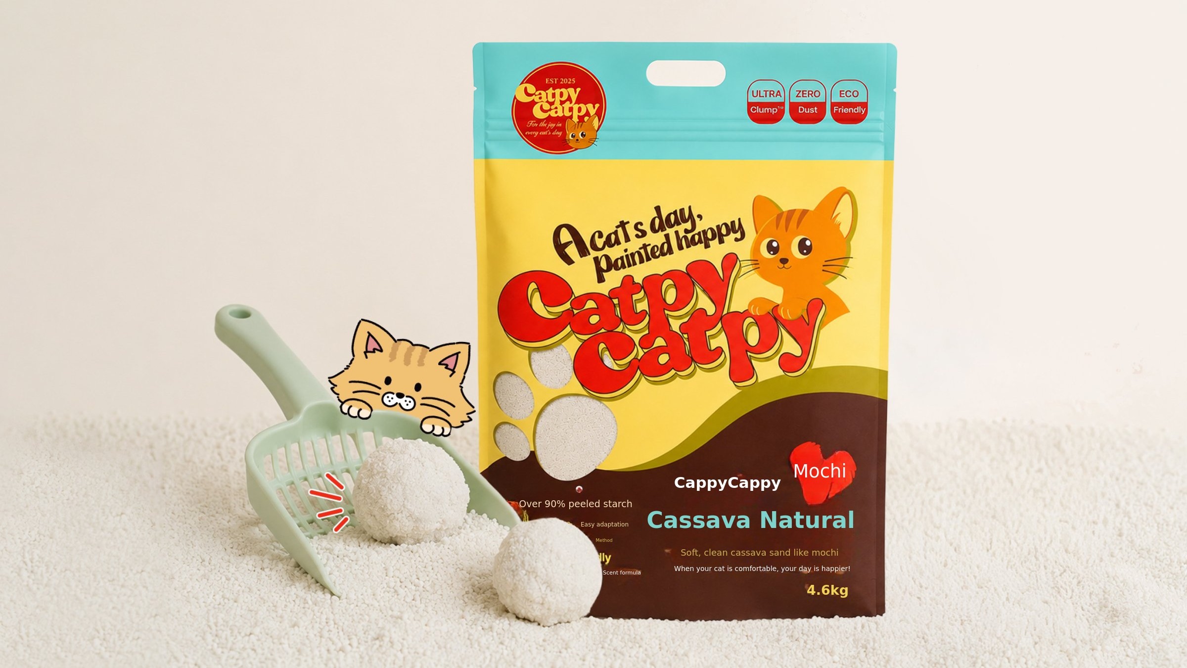 100% Natural Plant-Based Cat Litter Safe Enough to Eat | Natural Mochi Cassava