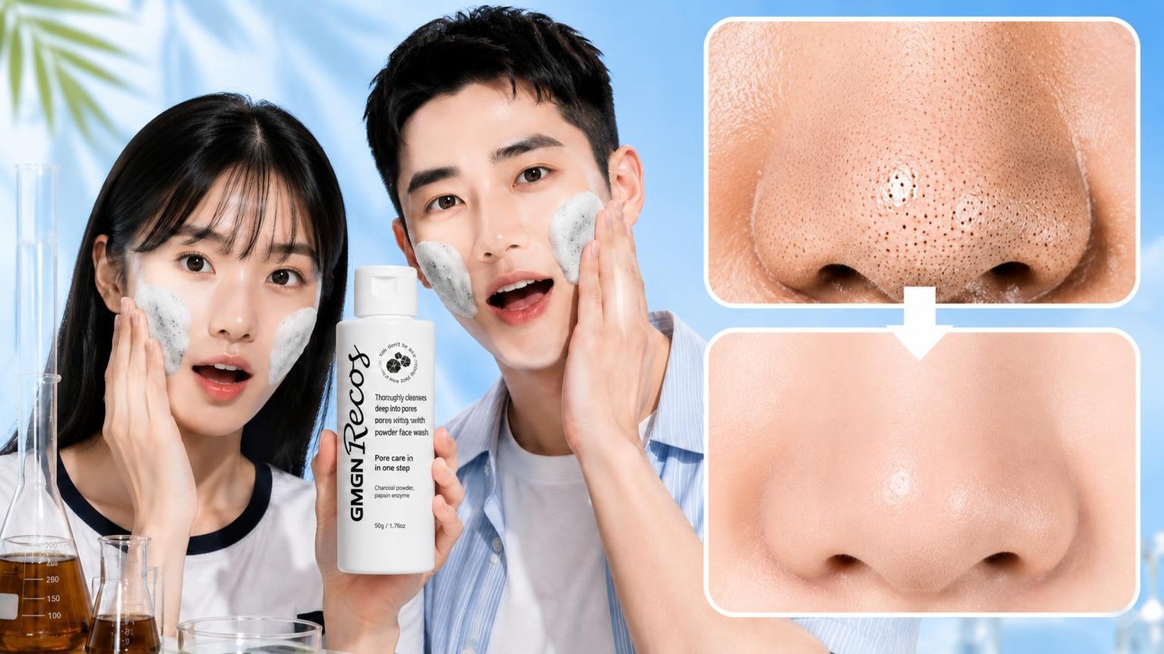 Charcoal & Seaweed Pore Enzyme Cleanser for Blackhead and Sebum Control