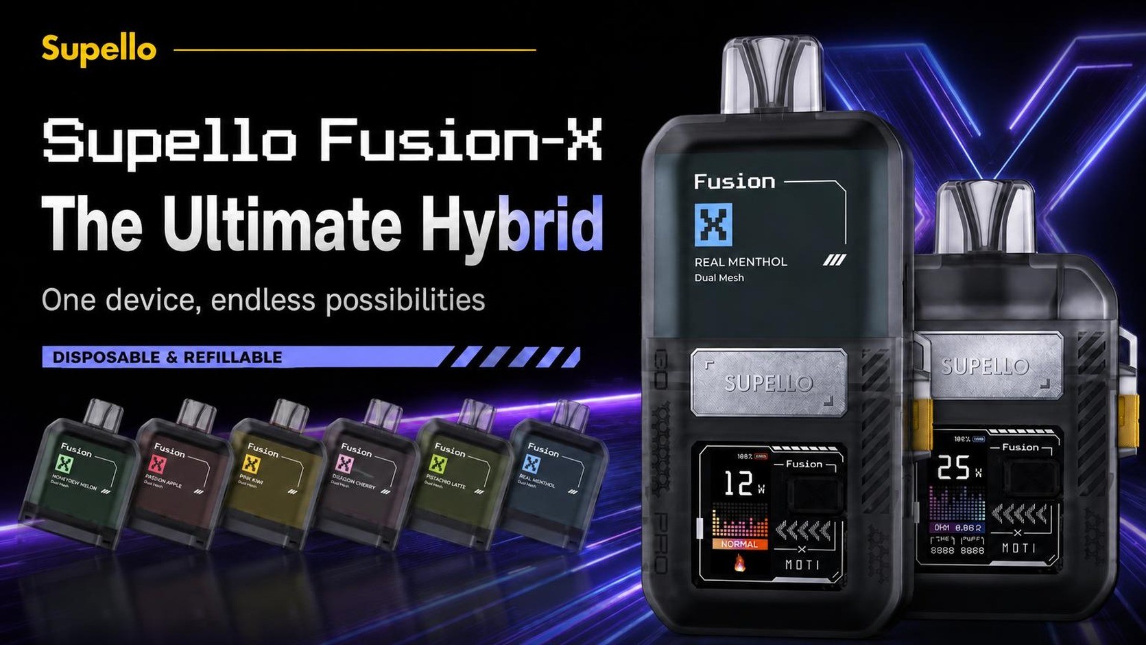 [Disposable & Open Pod OK] Nicotine-Free Hybrid Vape Supello Fusion-X