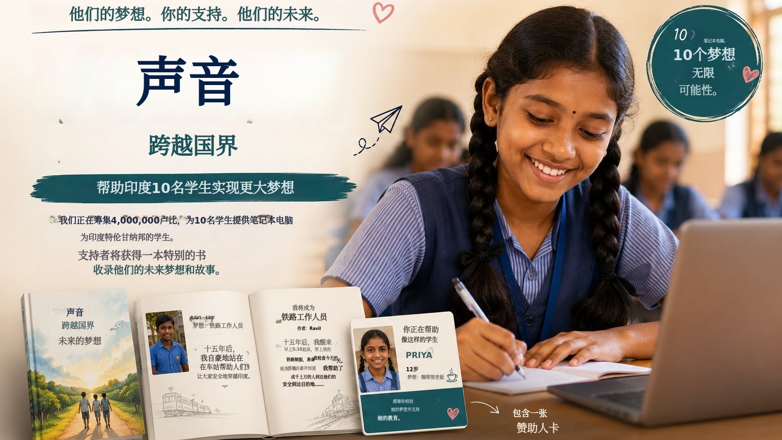 一台笔记本，一份梦想，一片未来。
