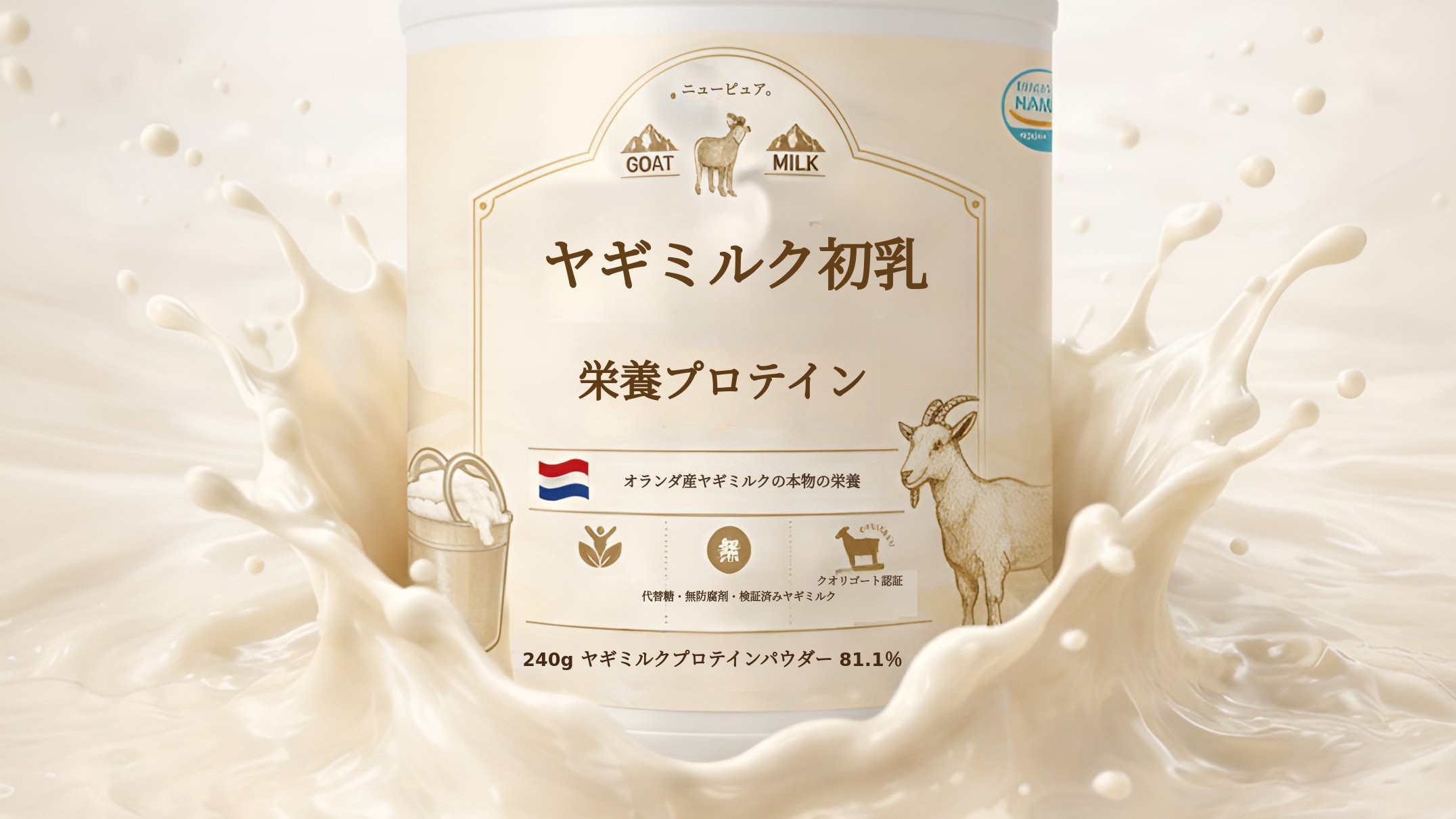 [オランダ産高級ヤギミルク98％] すぐに満たされるたんぱく質
