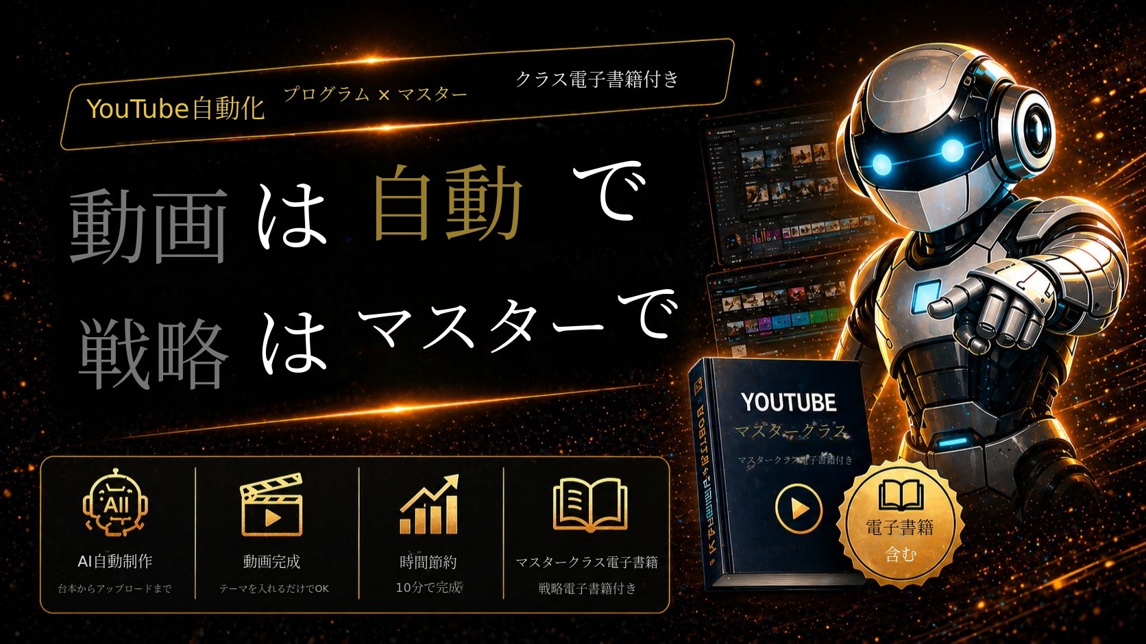 ユーチューブ自動化ツール＋マスタークラス電子書籍付き特別価格