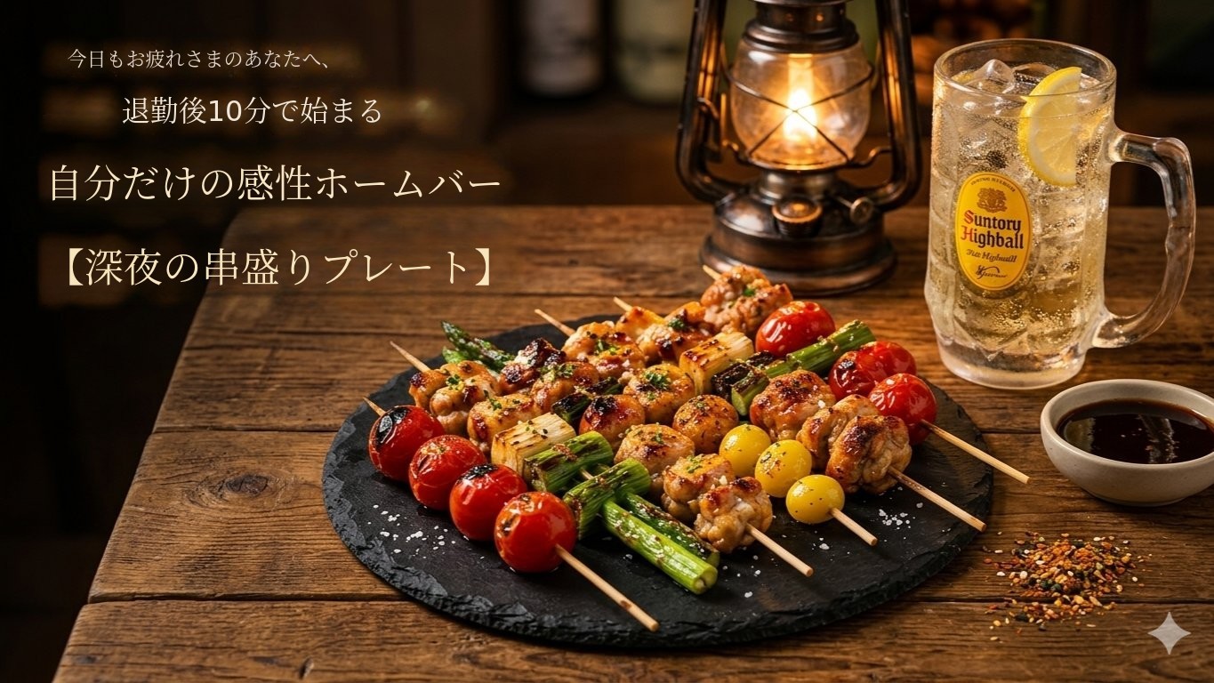 仕事帰りの10分で、あなたの部屋が居酒屋に変わる【深夜の串盛り合わせ】