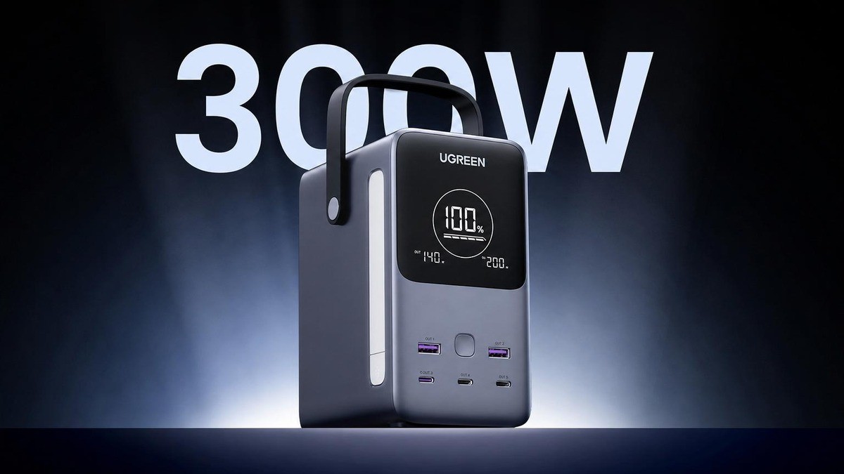 6倍長持ち！300W大容量ユグリーンV2モバイルバッテリー、ランタン機能付き
