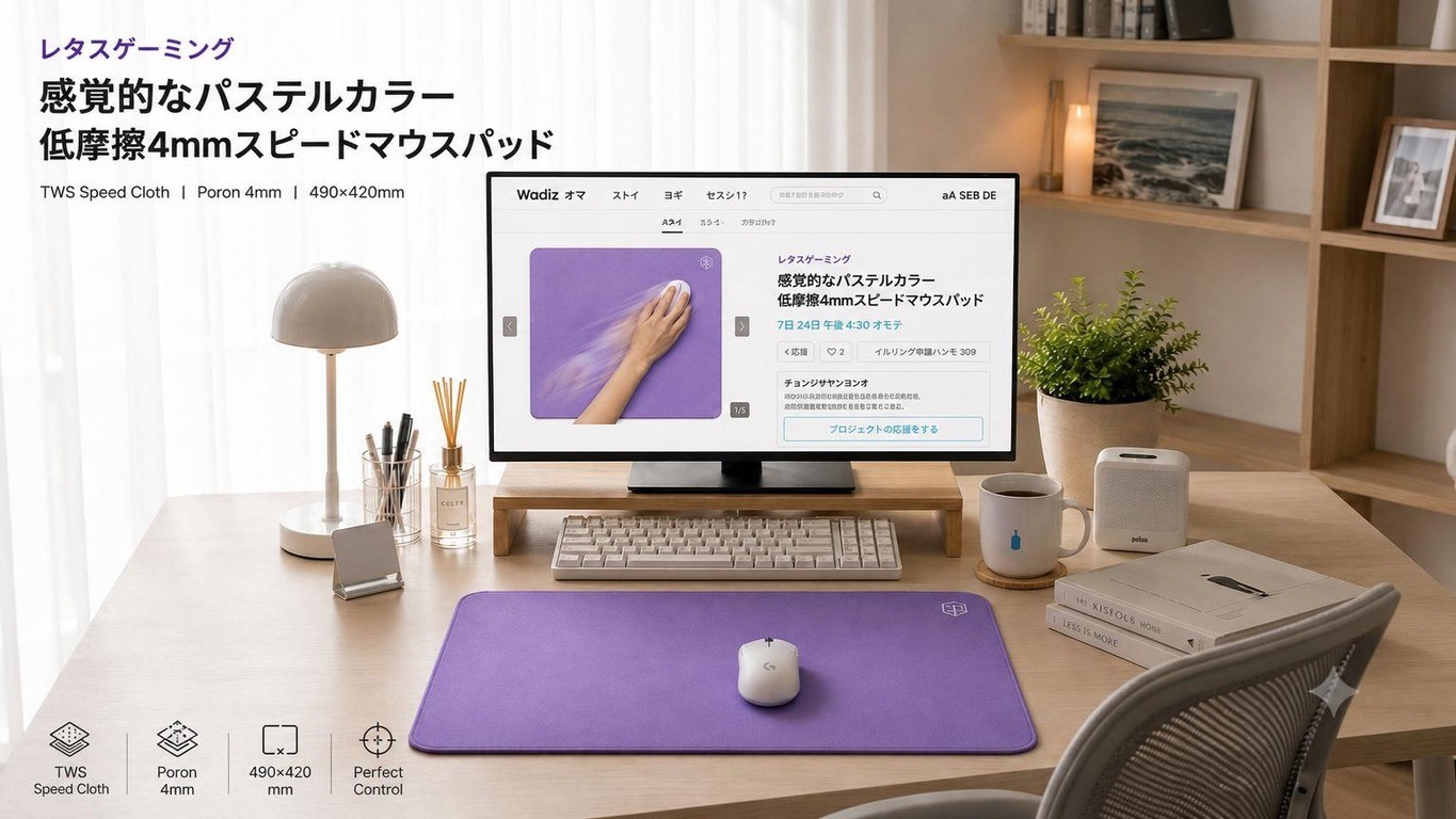 [約3000円台]スタイリッシュなパステルカラー・低摩擦4mmスピードマウスパッド