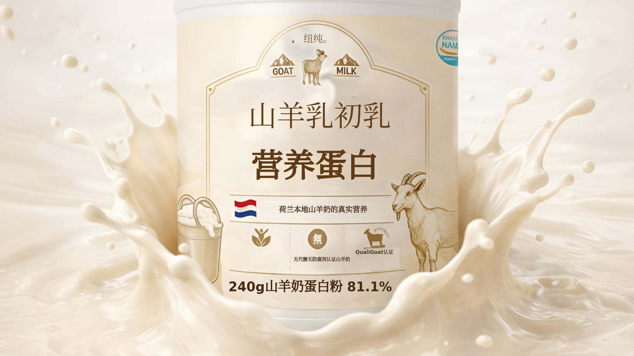 [荷兰高端山羊奶98%] 轻盈蛋白，持久饱腹