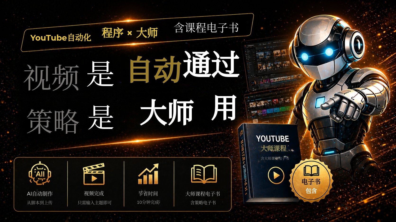 限时特惠：YouTube自动化软件+大师班电子书套装