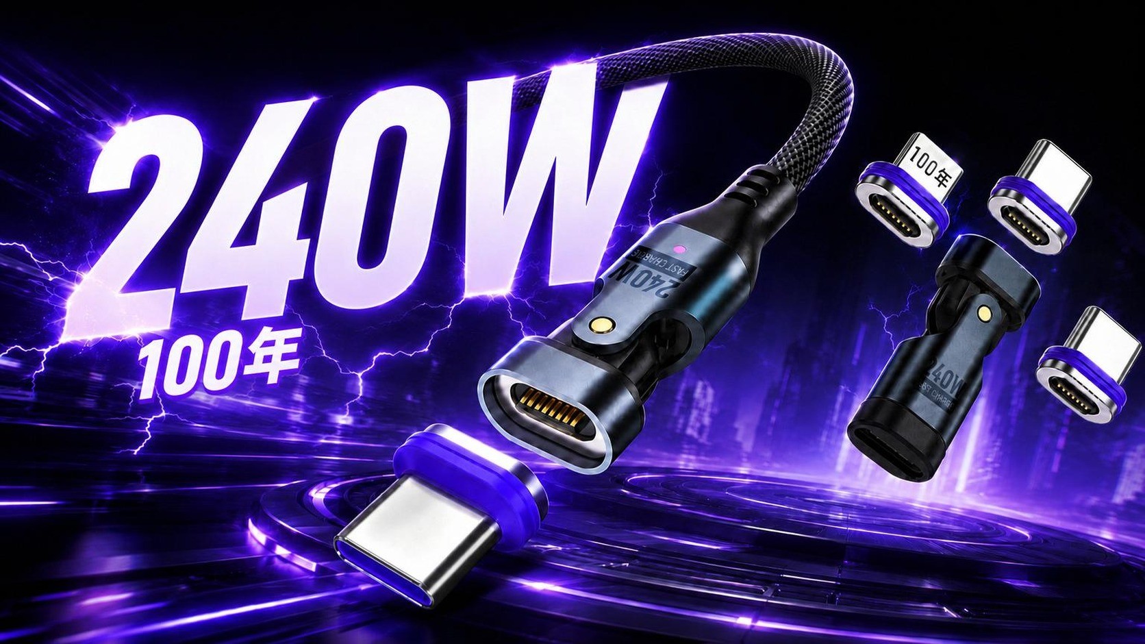 一线搞定！240W全能磁吸充电线，兼容MacBook与Galaxy