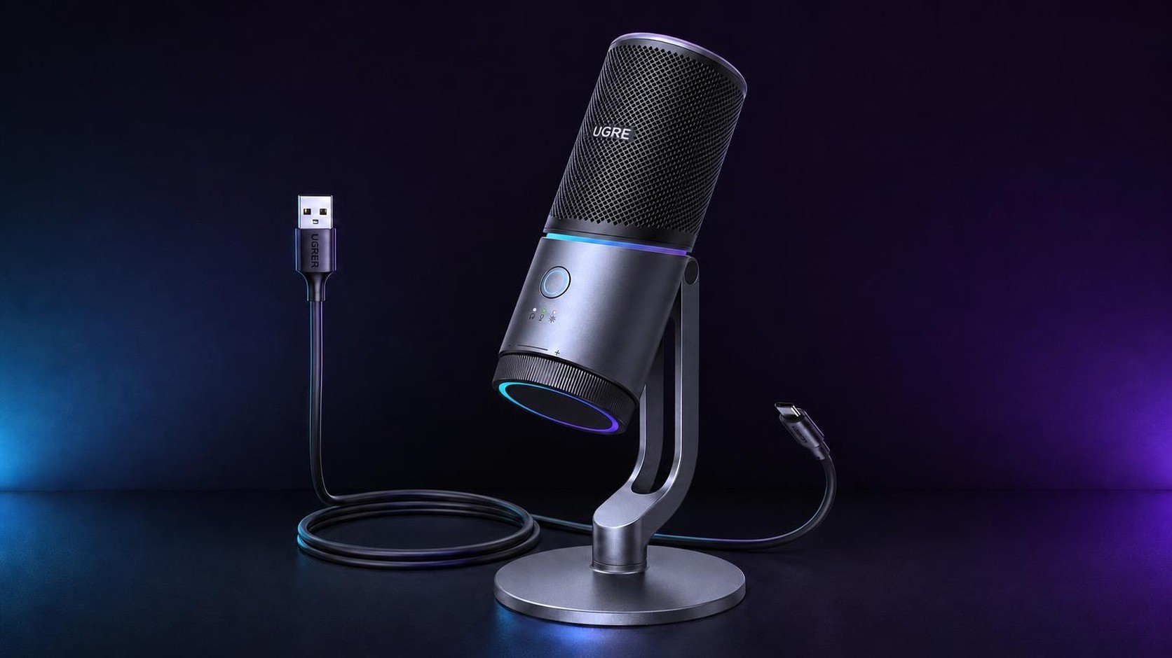 🎙️ 除噪声，清晰呈现声音，Ugreen 24bit RGB麦克风